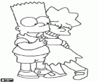 Lisa y Bart abrazados como buenos hermanos. Los Simpson
