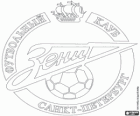Emblema del FC Zenit de San Petersburgo, club de futbol ruso. Futbolni Klub Zenit Sankt-Peterburg, nombre original ruso transliterado