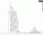 Hotel Burj Al Arab, hotel de lujo, edificio de 321 metros de altura en una isla artificial, Dubai, Emiratos Árabes Unidos