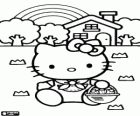 Hello Kitty con un cesto lleno de fresones