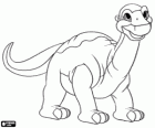 Una cría de Apatosauro llamado Piecito o Littlefoot es uno de los protagonistas de la película En busca del valle encantado o La tierra antes del tiempo 