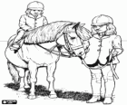 Niñas montando un pony
