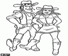 Vaquero y vaquera en un baile de música country