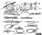 Explorador practicando con la cuerda los diferentes tipos de nudos