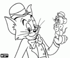 Tom y Jerry muy elegantes con sombreros de bombín y pajarita