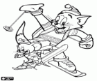 Tom y Jerry en la nieve con los esquíes