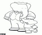 Babar, el rey de los elefantes con la corona en la cabeza junto a un pequeño elefante
