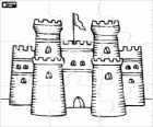 Rompecabezas de Castillo con dos torres y bandera