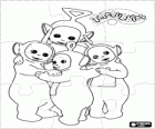 Puzzle de los Teletubbies abrazados en círculo