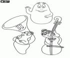 La Orquesta Barbapapa, los barbapapa pueden tener la forma que deseen: por ejemplo, un trombón o un violoncelo