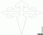 La Cruz de Santiago, cruz latina simulando una espada. El emblema de la Orden de Santiago se dice que tiene su origen en la época de las Cruzadas