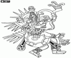 Quetzalcóatl, el dios mexica o azteca de la vida, la serpiente emplumada. Dibujo proveniente del Códice Borbónico
