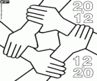 Día Internacional de la Solidaridad Humana, 20 de diciembre. Las cuatro manos cruzadas como signo de solidaridad 
