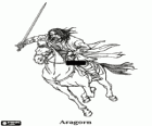 Aragorn a caballo con la espada en alto, uno de los protagonistas principales de El Señor de los Anillos
