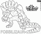 Fossilizaur, última evolución. Invizimals Las Tribus Perdidas. Invizimal que vive en cuevas y para sobrevivir puede cambiar de color de piel a su voluntad