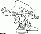 El camaleón Espio the Chameleon, un experto ninja, miembro del Team Chaotix