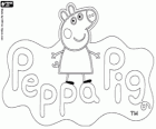 Un dibujo para colorear con el logo de Peppa Pig, la cerdita más famosa