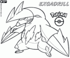 Excadrill, Doryuuzu en japonés. El Pokémon Subterráneo, forma evolucionada de Drillbur