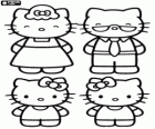 La familia de Hello Kitty, su madre, su padre y su hermana gemela Mimmy