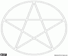 Pentáculo, un pentagrama dentro de un círculo. El símbolo de la religión Wicca, una estrella de cinco puntas