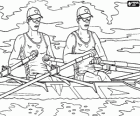 Remo en dos sin timonel. Dos deportistas en una regata