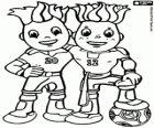 Slavek y Slavko, las mascotas del Campeonato europeo de Fútbol UEFA Eurocopa 2012. 