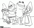 Julieta, Nanette, Tebaldo, París y un Goon. Personajes de Gnomeo y Julieta