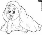 El más pequeño de la familia, el bebé gateando con una toalla