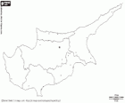 Mapa de la República de Chipre, isla en el mar Mediterraneo al sur de Turquía