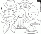 Sombreros y cascos para Pypus. De cowboy, pirata, ninja, marinero, explorador, hindú, Robin Hood, vikingo