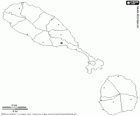 Mapa de la Federación de San Cristóbal y Nieves. Capital: Basseterre. Estas dos islas del Caribe son el país más pequeño de América