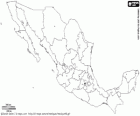 Mapa de México, Estados Unidos Mexicanos. Capital: Ciudad de México. País situado en el sur de América del Norte con costas al golfo de México, el mar Caribe y el océano Pacífico