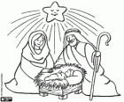 Jesús, María y José bajo la estrella de Navidad