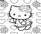 Hello Kitty entre flores y corazones