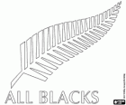 Logo del equipo nacional de rugby de Nueva Zelanda, All Blacks. Emblema, el helecho plateado
