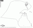 Mapa del estado de Kuwait. Capital: Kuwait. Pequeño emirato del Oriente Próximo con costas al golfo Pérsico