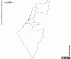 Mapa del Estado de Israel. Capital: Jerusalén. País del Oriente Próximo con costas al mar Mediterráneo