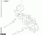 Mapa de la República de Filipinas. Capital: Manila. País de 7.107 islas en el océano Pacífico, en el sureste asiático