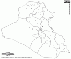 Mapa de la Republic of Iraq. Capital: Bagdad. País del suroeste de Asia con una pequeña salida al mar en el golfo Pérsico