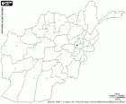 Mapa de la República Islámica de Afganistán. Capital: Kabul. País del Asia Central sin salida al mar