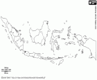 Mapa de la República de Indonesia. Capital: Yakarta. País del sureste asiático formado por 17.508 islas en los océanos Índico y Pacífico