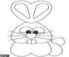 Un conejo dibujado con varios corazones