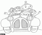 Noddy en su coche con la familia Bolos
