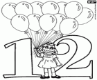 Número 12 y Prairie Dawn, la niña con doce globos