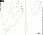 Mapa de la República Democrática de Santo Tomé y Príncipe. Capital: Santo Tomé. País insular del golfo de Guinea