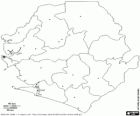 Mapa de la República de Sierra Leona. Capital: Freetown. País de África Occidental con costas al océano Atlántico