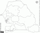 Mapa de la República de Senegal. Capital: Dakar. País del África Occidental con costa al océano Atlántico