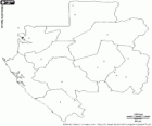 Mapa de Gabón, la República Gabonesa. Capital: Libreville. País del oeste de África Central con costa al golfo de Guinea