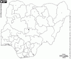 Mapa de la República Federal de Nigeria. Capital: Abuya. País del oeste de África con costa al golfo de Guinea