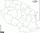 Mapa de la República Unida de Tanzania. Capital: Dodoma. País de África central con costa al océano Índico